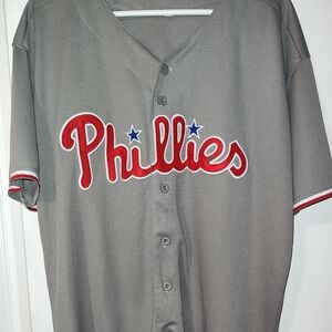 Gray XL Phillies Baseball Jersey (No NameBrand)